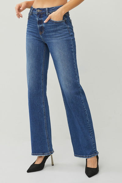 High Rise Straight Jeans by Risen-Dark