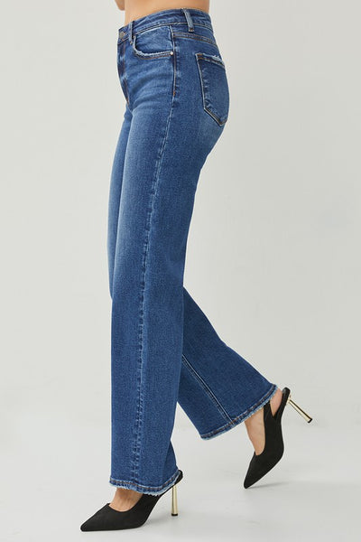 High Rise Straight Jeans by Risen-Dark