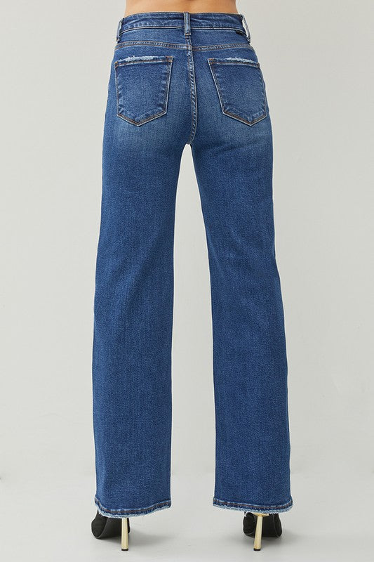 High Rise Straight Jeans by Risen-Dark