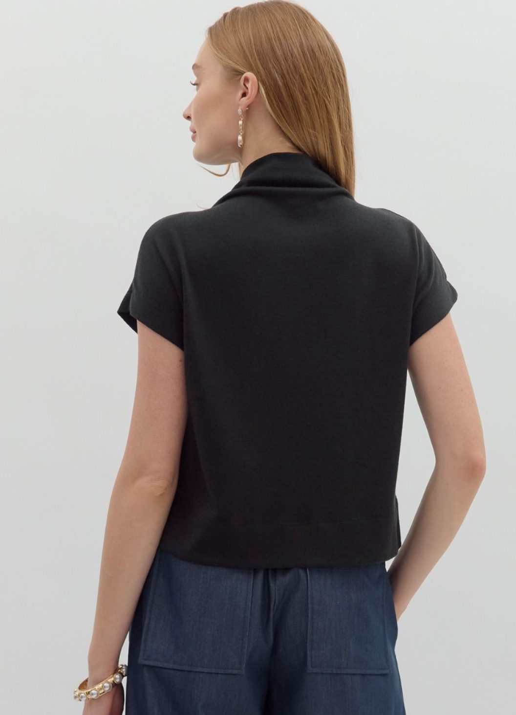 Black Mock Neck Sweater Top