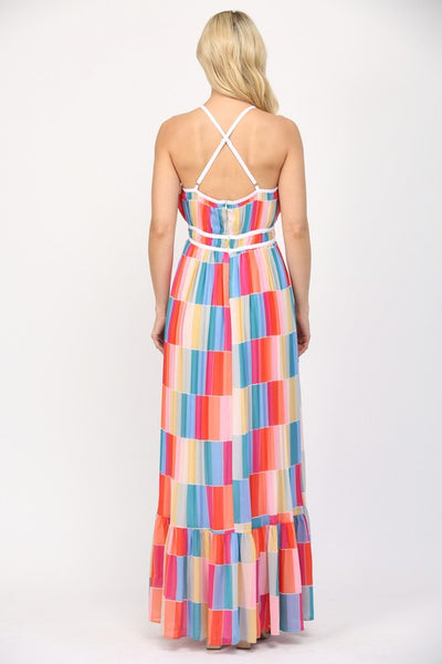 Colorful Block Print Maxi Dress
