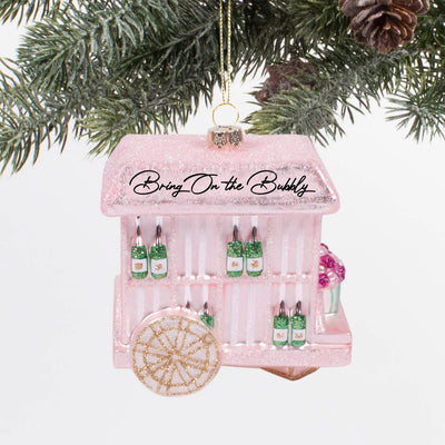 Bubbly Cart Glass Ornament