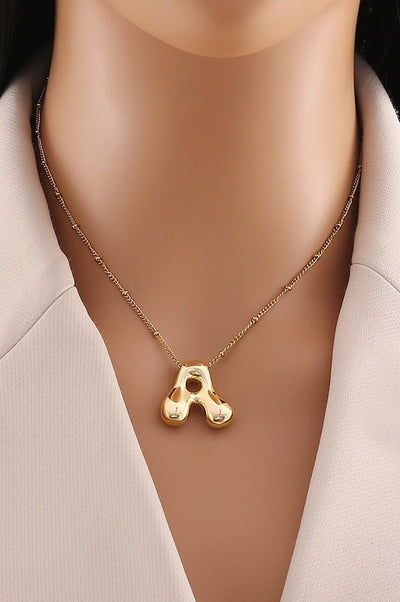 Gold Puffed Balloon Initial Necklace