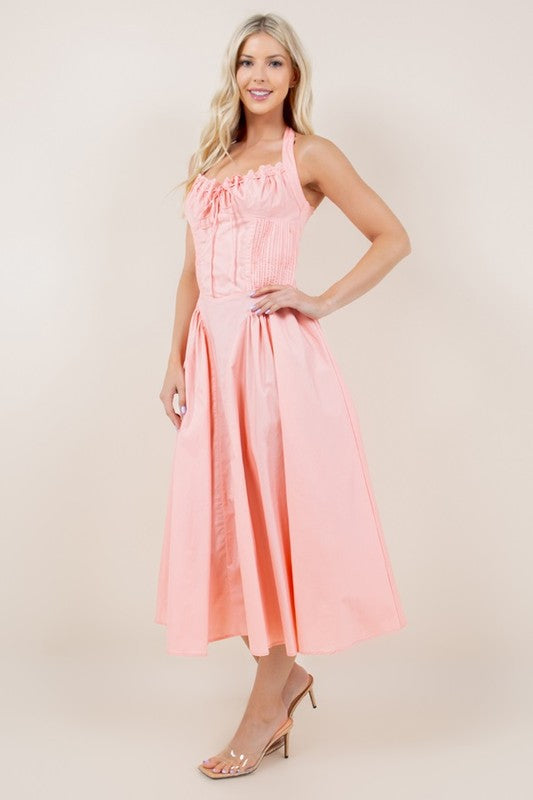 knee length dresses for ladies MissJophiel Corset 3D Butterflies Dusty Pink Midi Dress Other / Tea Length / US2 main image 1