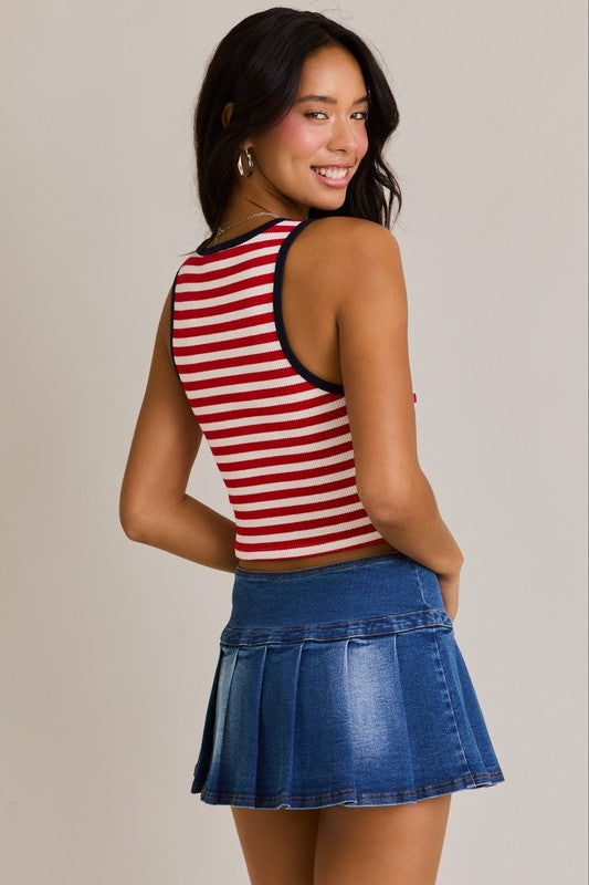 Striped Tank- Navy/Red