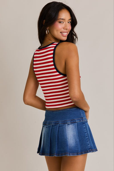 Striped Tank- Navy/Red
