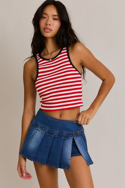 Striped Tank- Navy/Red