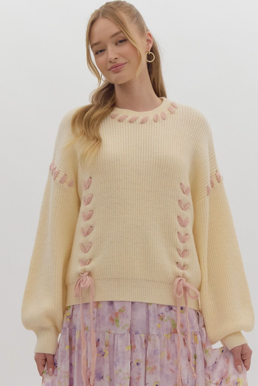 Round Neck Lace Detail Sweater