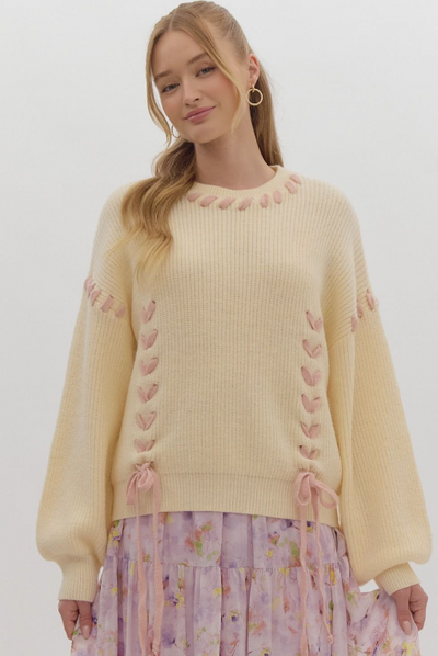 Round Neck Lace Detail Sweater