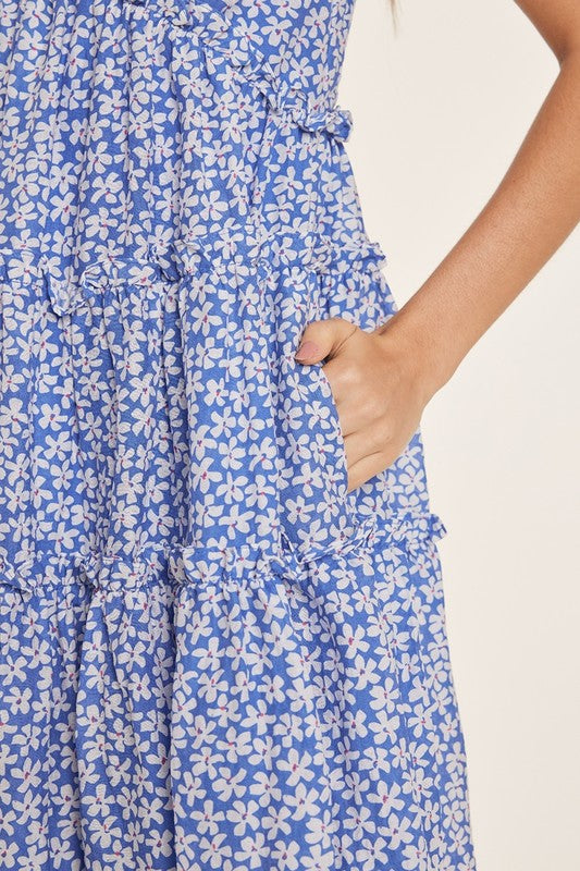 Sweet Blue Floral Babydoll Dress