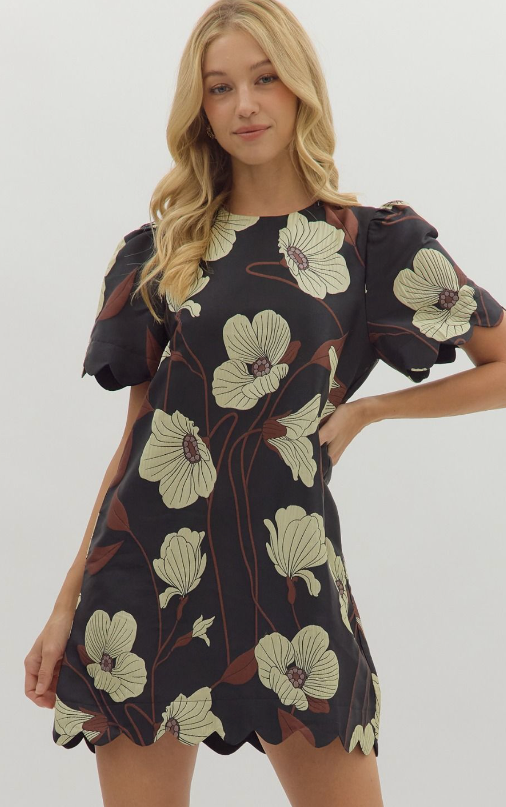 Black & Taupe Floral Dress