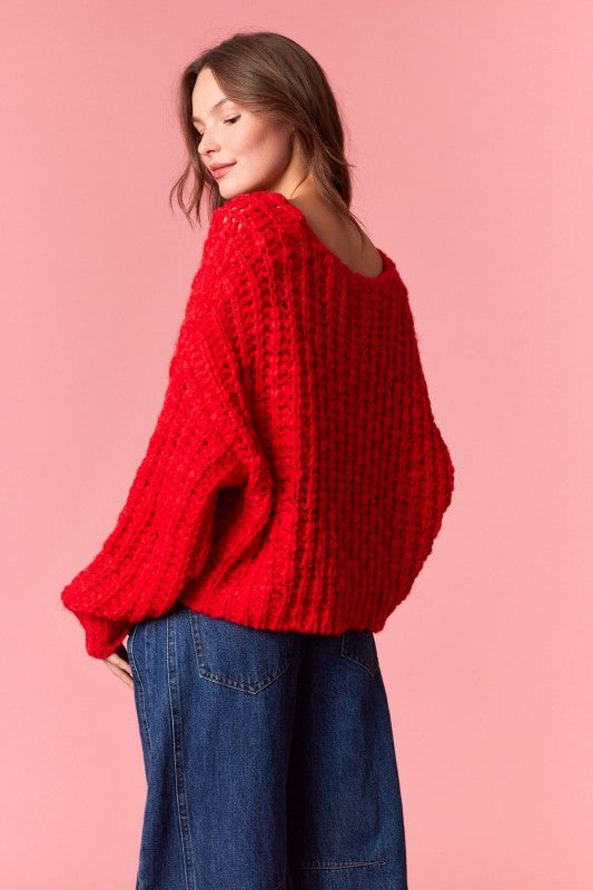 Popcorn Yarn Cropped Sweater
