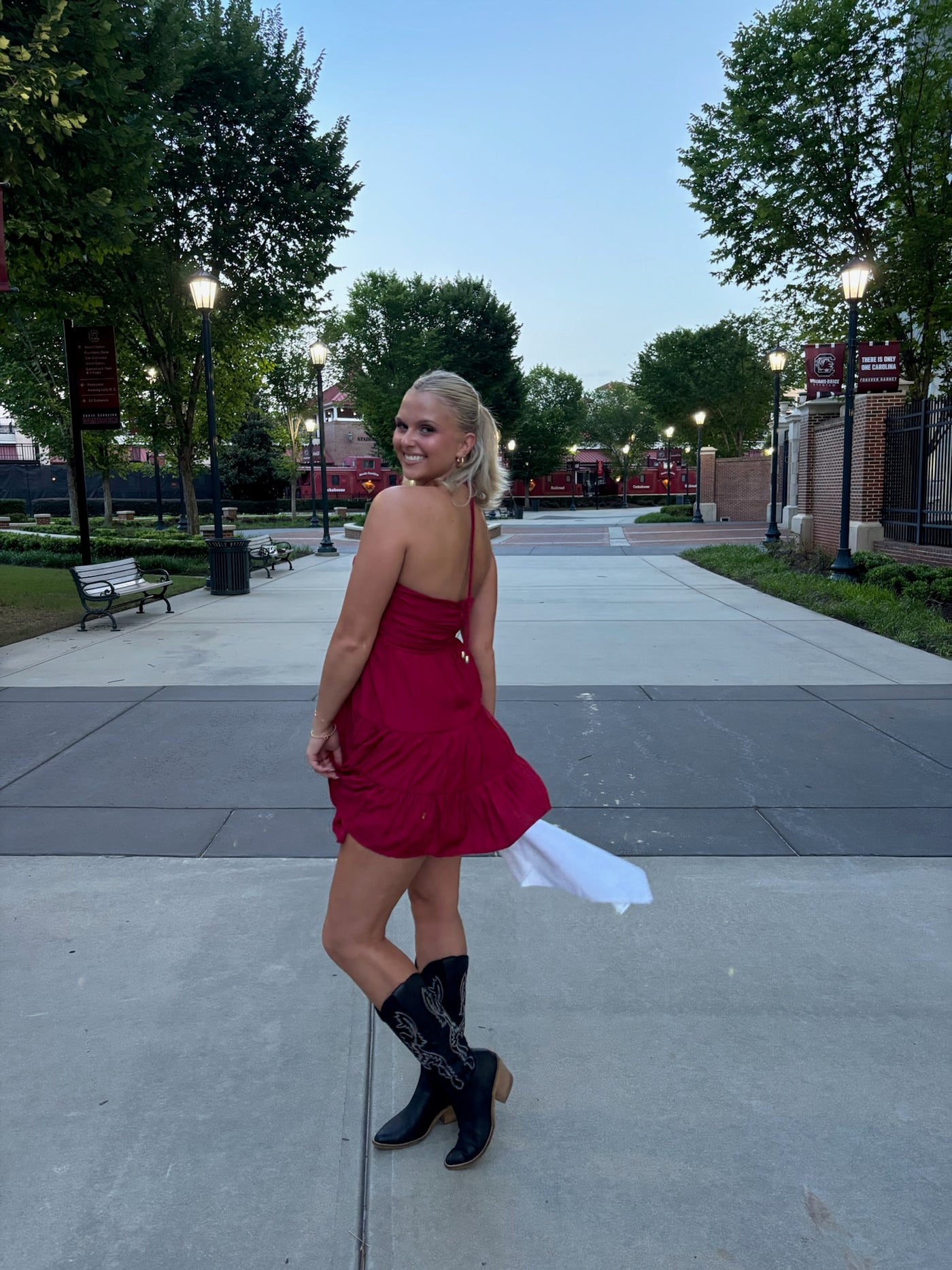 Ruched Halter Mini Dress- Garnet