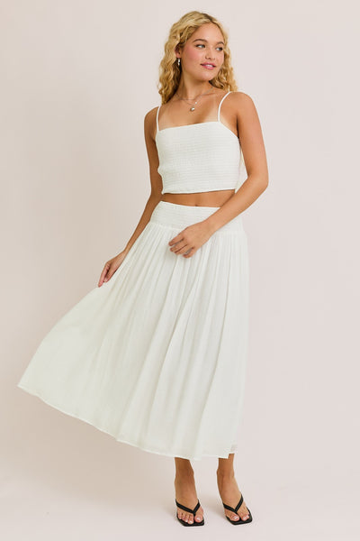 Smocked Crop Top & Midi Skirt Set