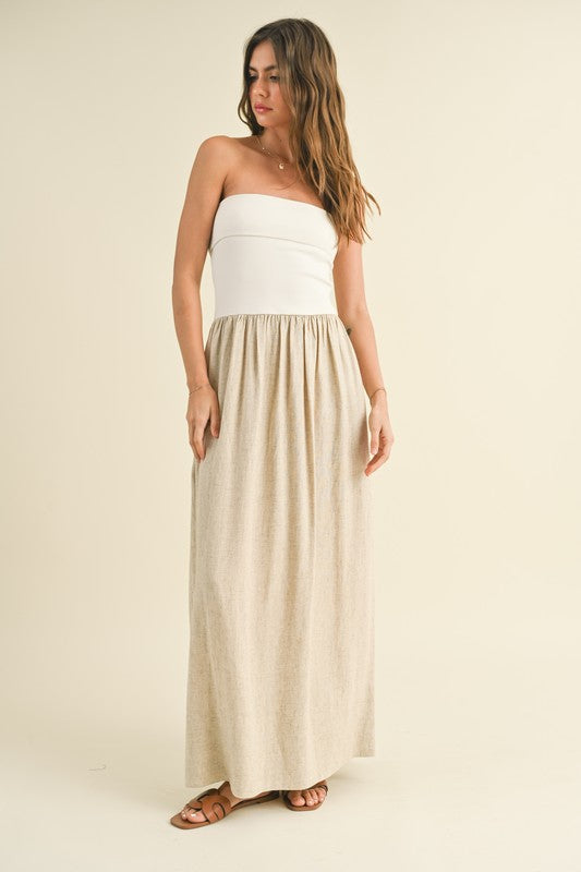Linen Ribbed Knitted Combo Dress