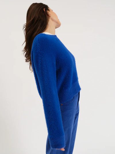 Fuzz Crewneck Sweater- Cobalt