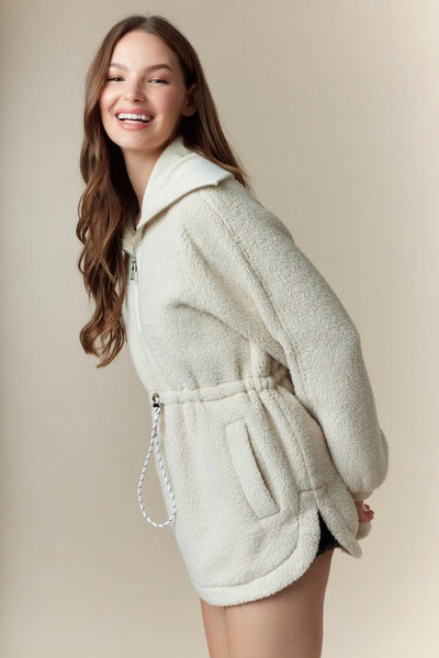 Fleece Waist Cord Pullover- Taupe