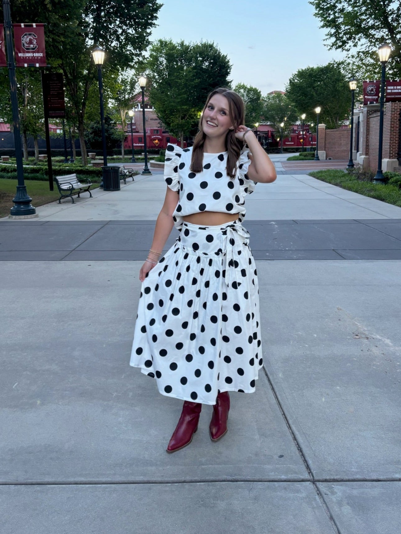 Polka Dot Maxi Skirt Set