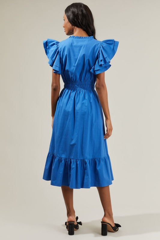 Cobalt Kinny Poplin Midi Dress
