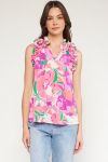Floral Ruffle Sleeve Tank- Orchid