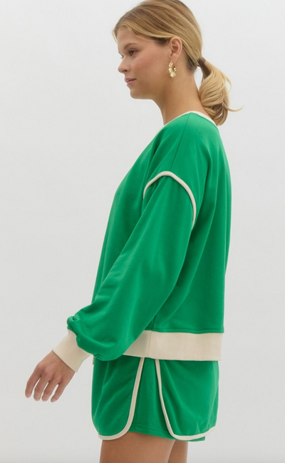 Contrasting Trim Sweatshirt and Skirt Set