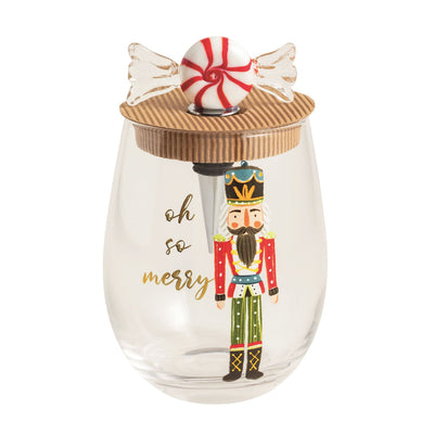 Nutcracker Wine Glass and Stopper Set