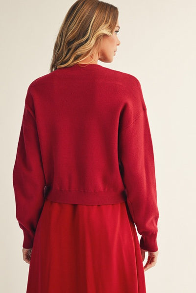 Soft Knotted Sweater Top- Burgundy