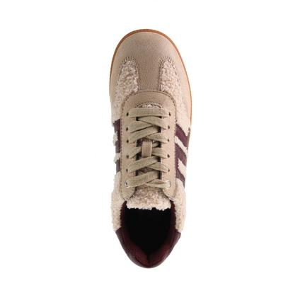 Trackstar Sneaker- Taupe/Burgundy
