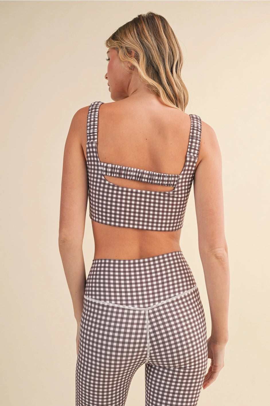 Gingham Print Legging Set- Brown