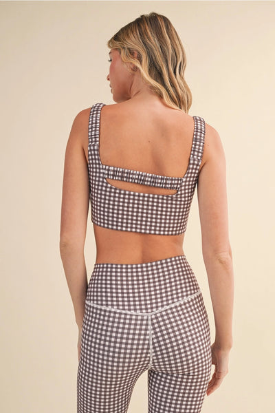 Gingham Print Legging Set- Brown