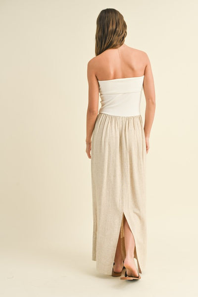 Linen Ribbed Knitted Combo Dress