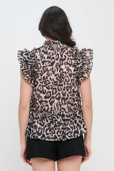 Gold Feline Ruffle Top