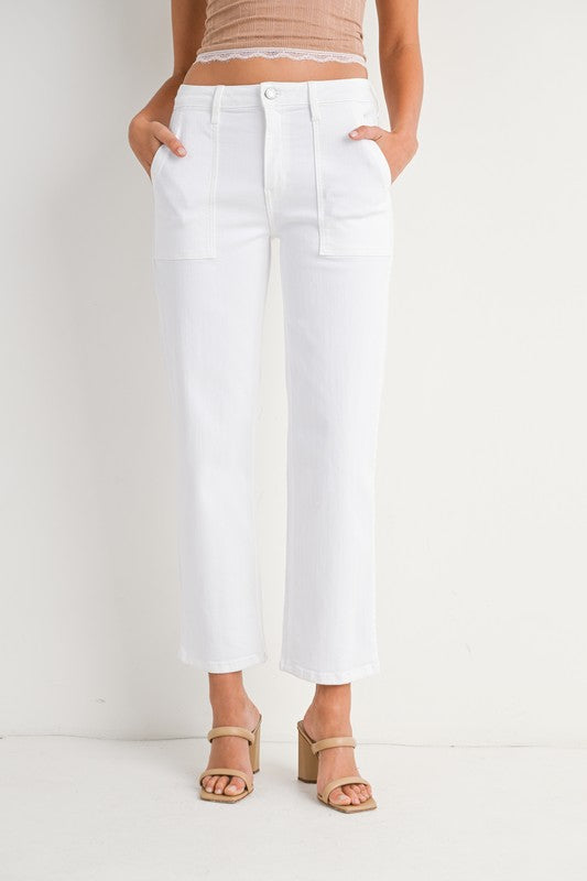 Utility Pocket Straight Leg Jean- Optic White