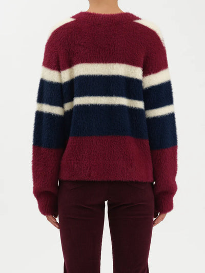 Bleeker Fuzzy Cardigan- Fig Multi Stripe