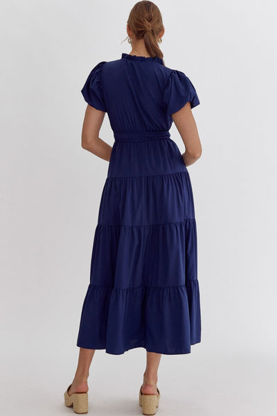 Navy Tiered Maxi Dress