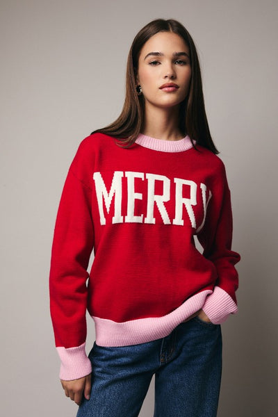 Red and Pink Merry Sweater