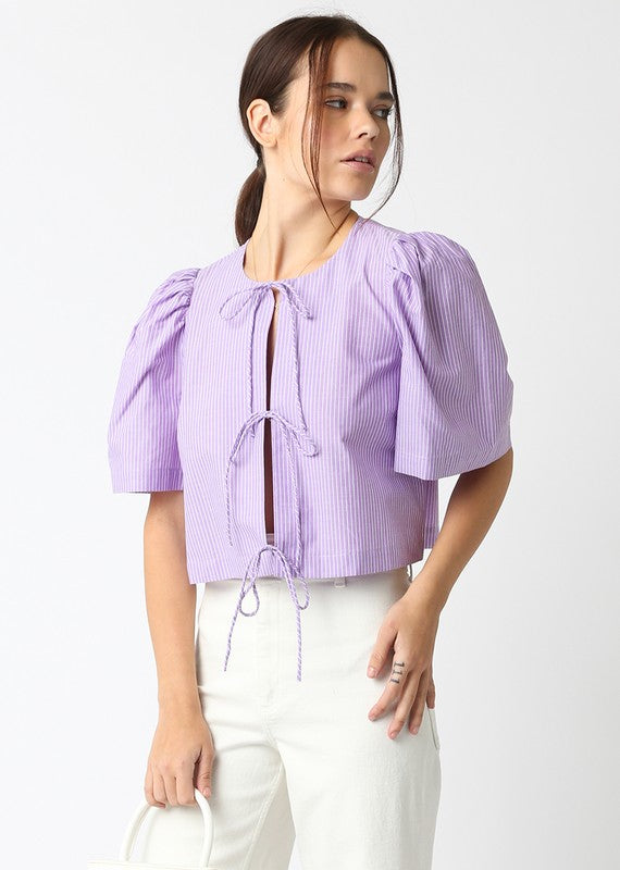 Clara Tie Front Top- Lilac