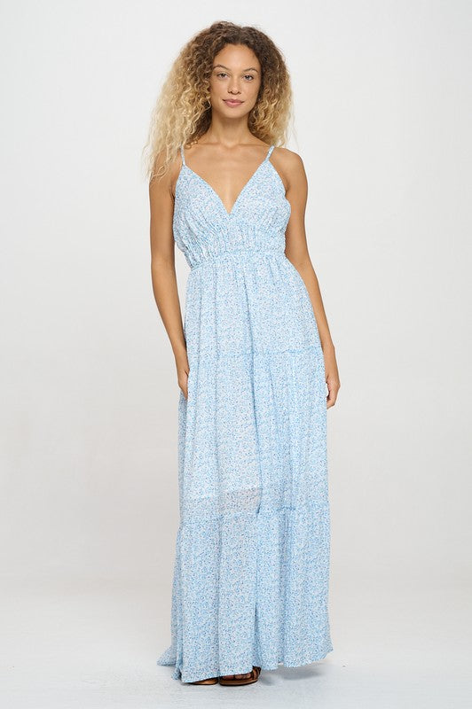 Sky Petals Maxi Dress