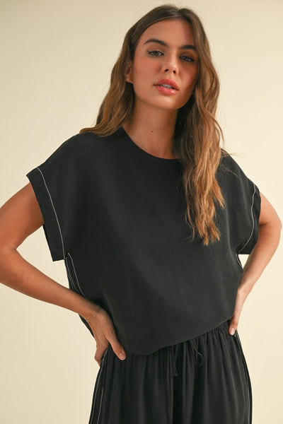 Black Thread Detail Pant Set
