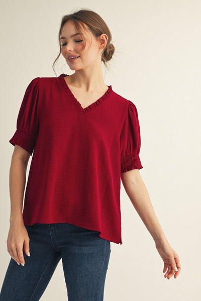 Garnet Ruffle Neck Top
