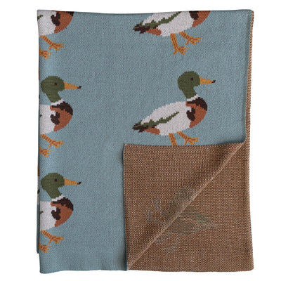 Cotton Knit Baby Blanket w/ Ducks