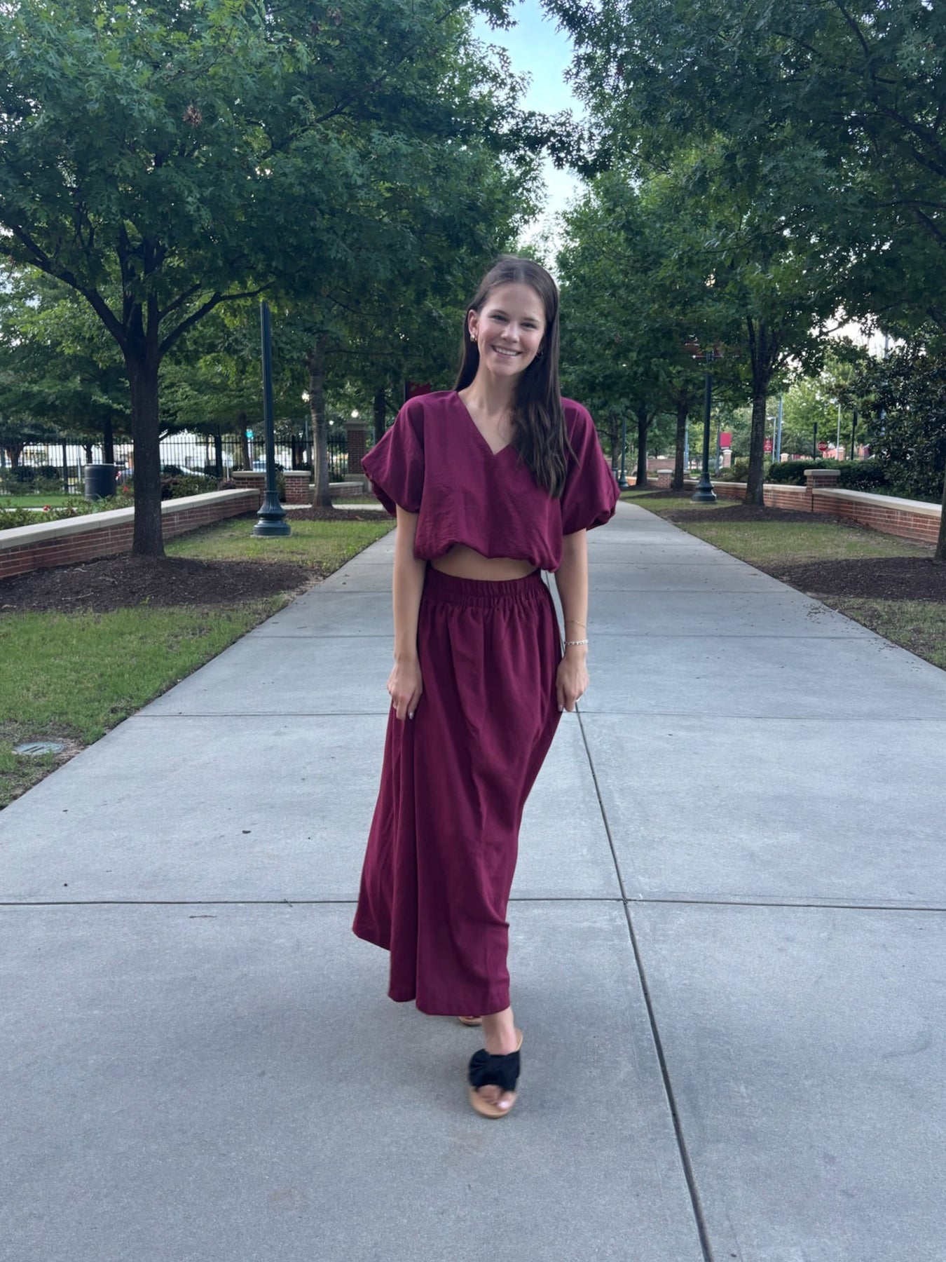 End Zone Midi Skirt Set- Garnet