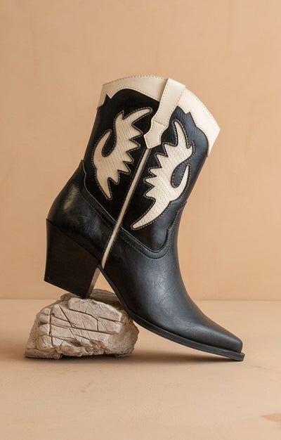 Houston Layered Panel Cowboy Boot- Black