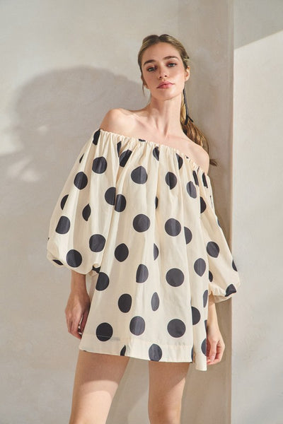 Polka Dot Puff Sleeve Dress