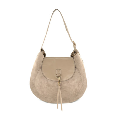Suede Foldover Clip Bag