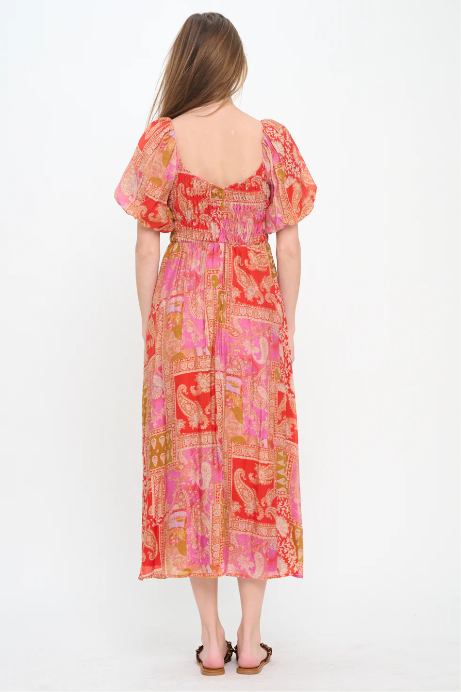Mediterranean Majesty Puff Sleeve Dress