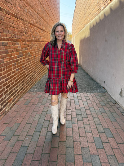 Naomi Red Plaid Dress
