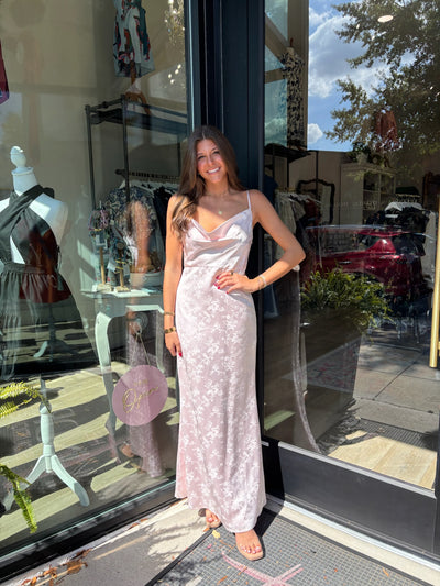 Light Pink Jacquard Mermaid Fit Maxi Dress