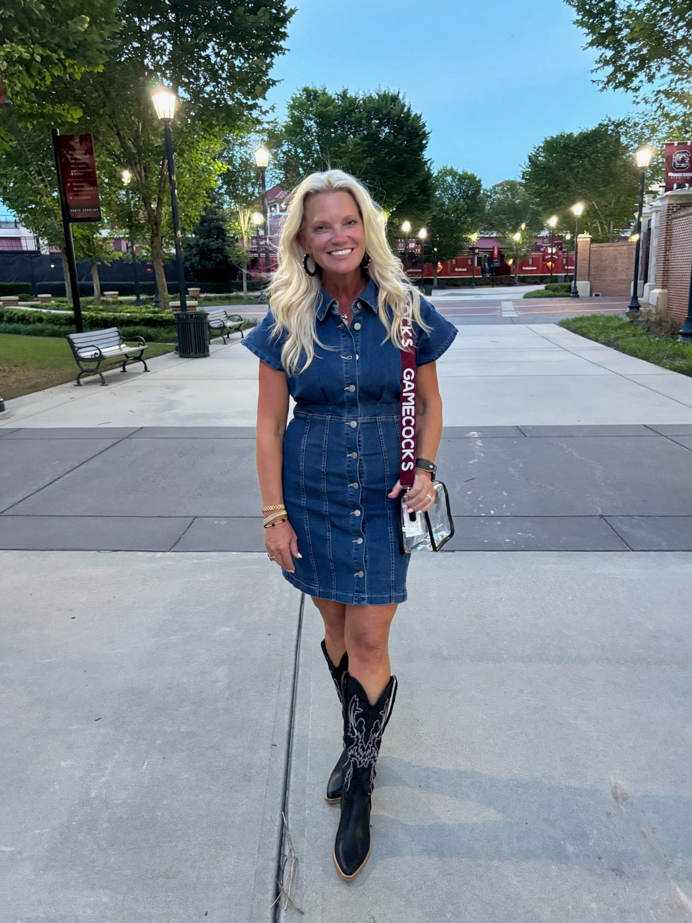 Washed Denim Mini Dress With Pleated Waist