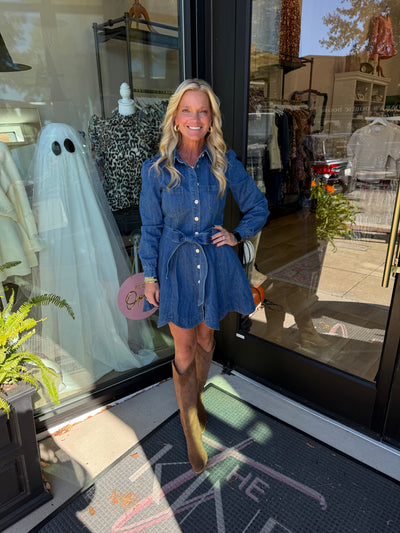 Scallop Hem Denim Dress